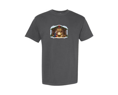 brand:Comfort Colors|color:Pepper|Religious Christmas Manger Scene Graphic T-Shirt
