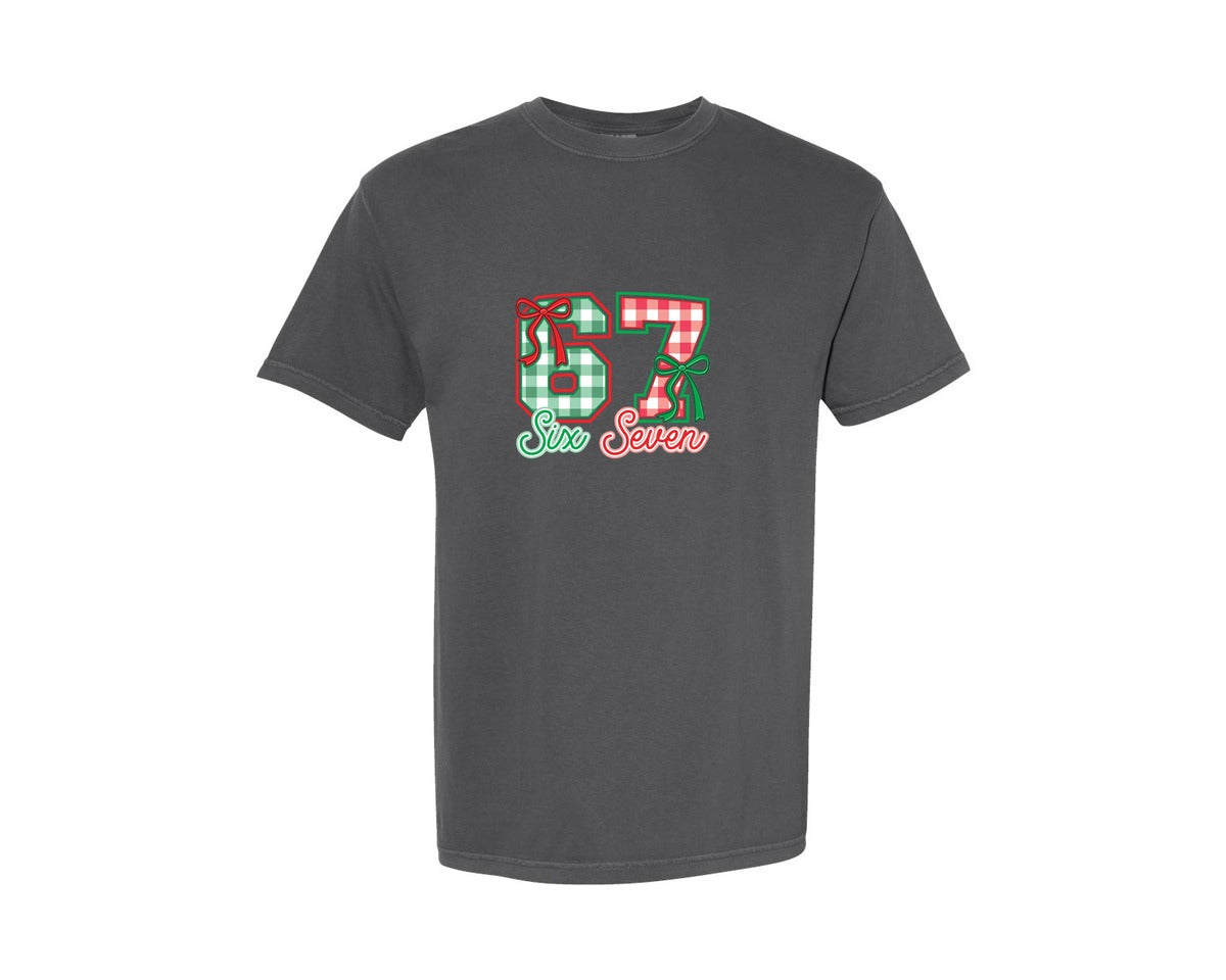 brand:Comfort Colors|color:Pepper|Six Seven Bow Svgfunny Christmas 67 Graphic T-Shirt