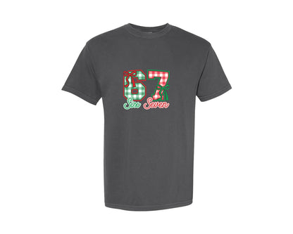 brand:Comfort Colors|color:Pepper|Six Seven Bow Svgfunny Christmas 67 Graphic T-Shirt