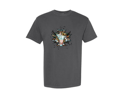 brand:Comfort Colors|color:Pepper|Western Aztec Cowboy Graphic T-Shirt