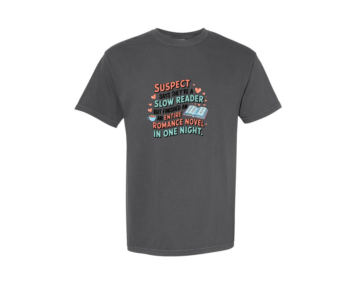 brand:Comfort Colors|color:Pepper|Suspect Claims Reading Lover Bookish 2 Graphic T-Shirt