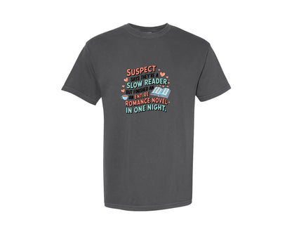 brand:Comfort Colors|color:Pepper|Suspect Claims Reading Lover Bookish 2 Graphic T-Shirt
