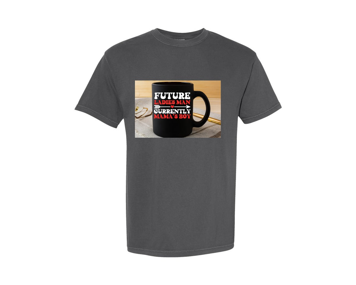 brand:Comfort Colors|color:Pepper|Future Ladies Main Currently Mamas Boy Graphic T-Shirt