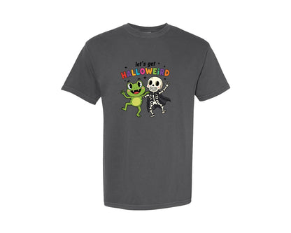 brand:Comfort Colors|color:Pepper|Halloween Funny Frog Skeleton Dance 3 Graphic T-Shirt