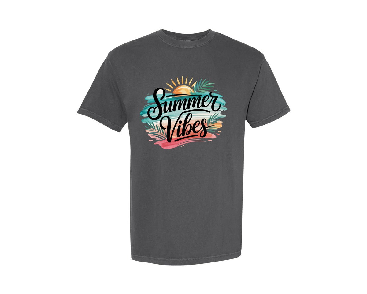 brand:Comfort Colors|color:Pepper|Summer Vibe Trendy Beach Quote 2 Graphic T-Shirt
