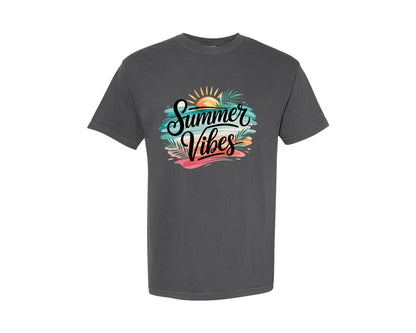 brand:Comfort Colors|color:Pepper|Summer Vibe Trendy Beach Quote 2 Graphic T-Shirt