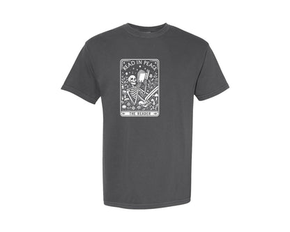 brand:Comfort Colors|color:Pepper|Read In Peace Skeleton Reader Graphic T-Shirt