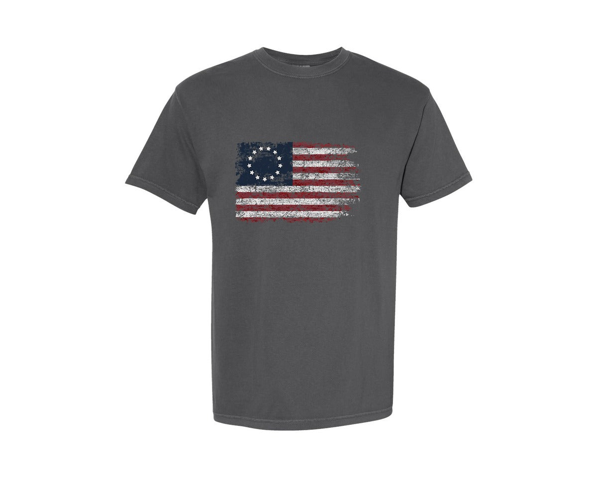 brand:Comfort Colors|color:Pepper|Betsy Ross Flag Design Graphic T-Shirt