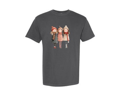 brand:Comfort Colors|color:Pepper|Whimsical Winter Christmas Girl 5 Graphic T-Shirt