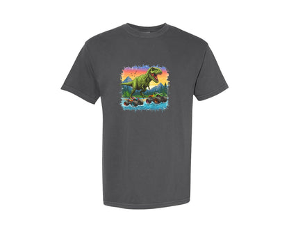 brand:Comfort Colors|color:Pepper|Dinosaur Monster Truck T Rex Graphic T-Shirt