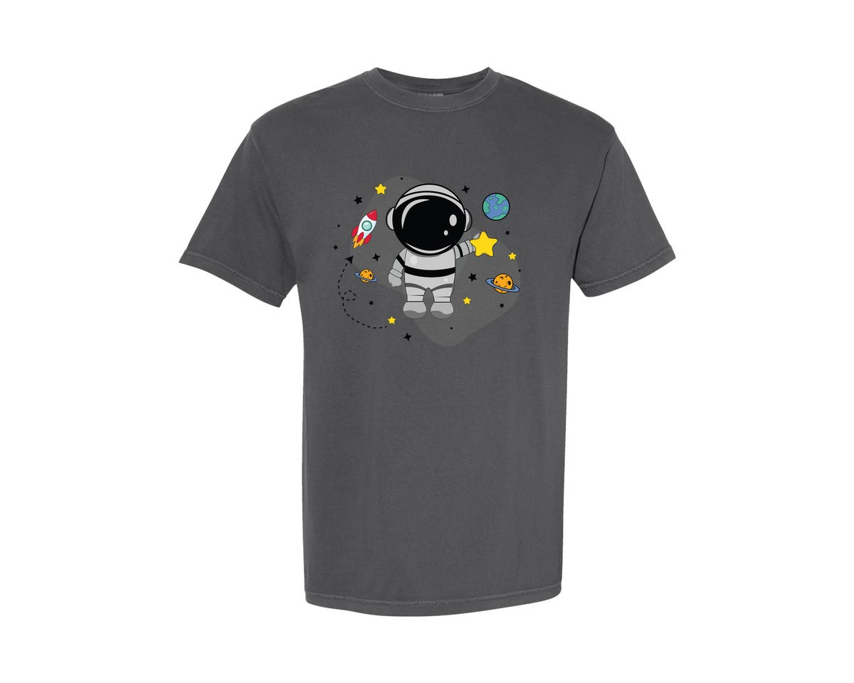 brand:Comfort Colors|color:Pepper|Simple Cartoon Astronaut Baby T Shirt Graphic T-Shirt