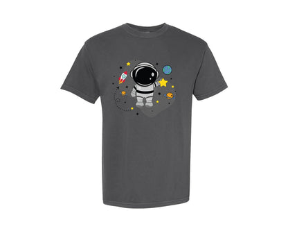 brand:Comfort Colors|color:Pepper|Simple Cartoon Astronaut Baby T Shirt Graphic T-Shirt
