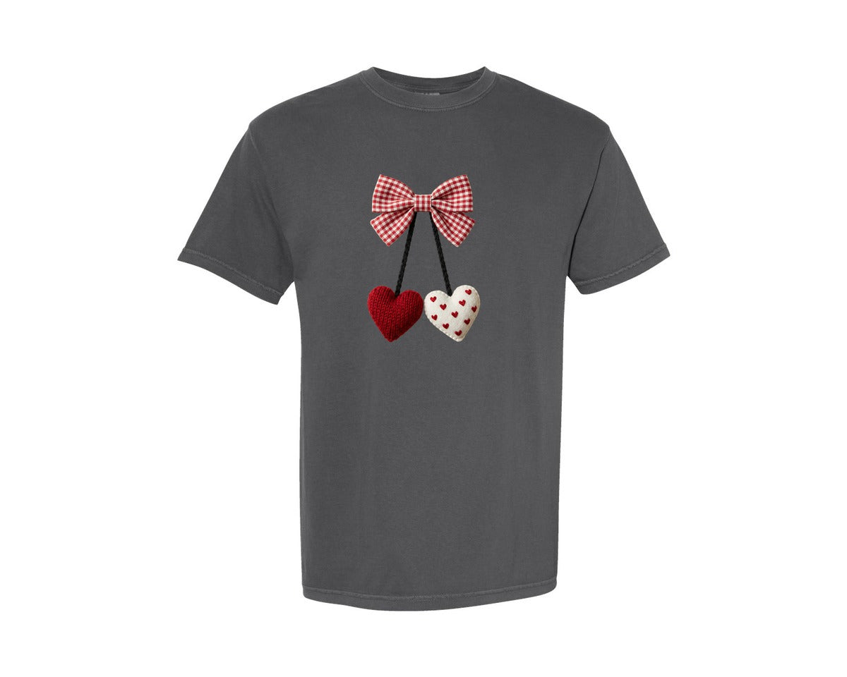 brand:Comfort Colors|color:Pepper|Crochet Cherry Heart Valentine Graphic T-Shirt