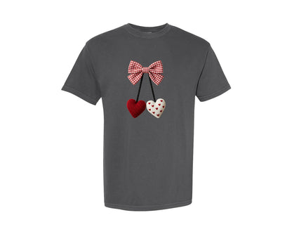 brand:Comfort Colors|color:Pepper|Crochet Cherry Heart Valentine Graphic T-Shirt
