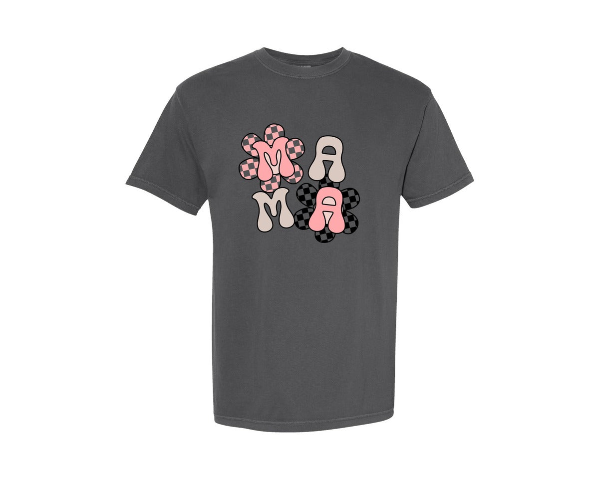 brand:Comfort Colors|color:Pepper|Checker Mama Checkered Mom Graphic T-Shirt