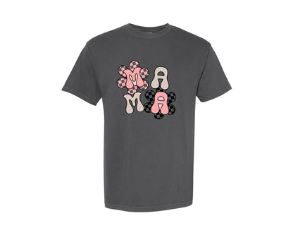 brand:Comfort Colors|color:Pepper|Checker Mama Checkered Mom Graphic T-Shirt