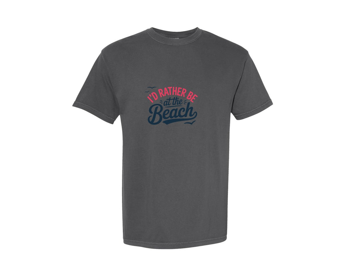brand:Comfort Colors|color:Pepper|Id Rather Be At The Beach Summer Graphic T-Shirt