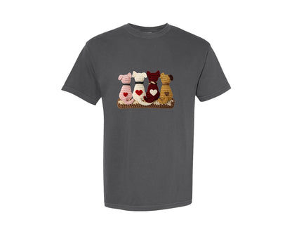 brand:Comfort Colors|color:Pepper|Faux Crochet Valentine Dog Graphic T-Shirt