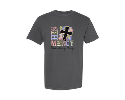 brand:Comfort Colors|color:Pepper|His Mercy Rewrote My Story 2 Graphic T-Shirt