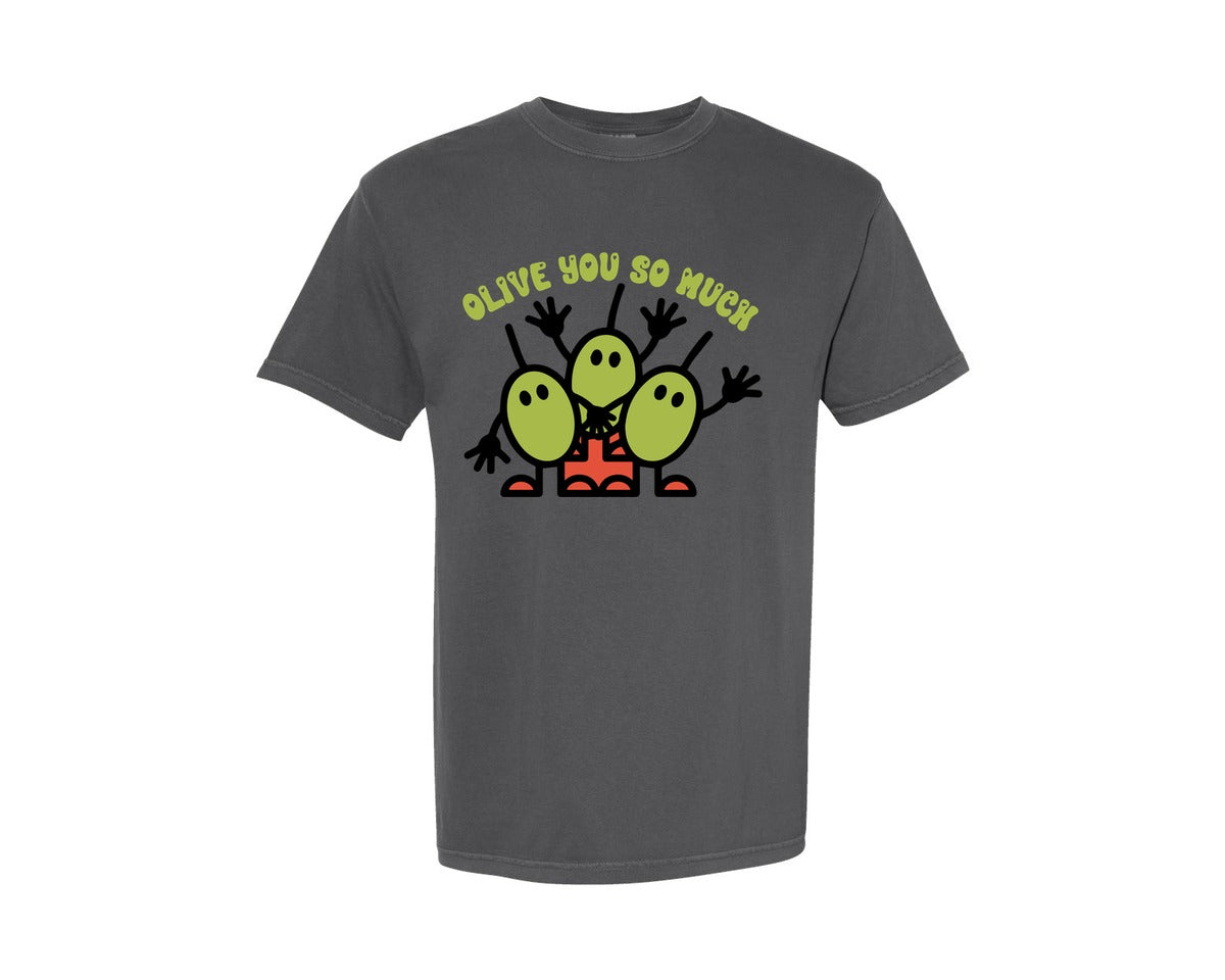 brand:Comfort Colors|color:Pepper|Olive You So Much Cute Olive Pun Graphic T-Shirt