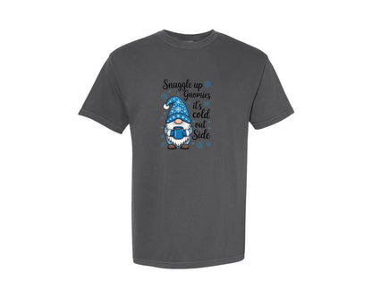 brand:Comfort Colors|color:Pepper|Snuggle Up Gnomies Gnome Winter Graphic T-Shirt