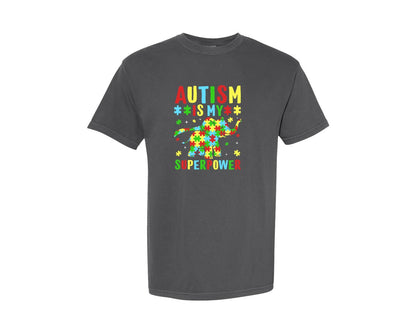brand:Comfort Colors|color:Pepper|Autism Is My Superpower T Shirt 2 Graphic T-Shirt