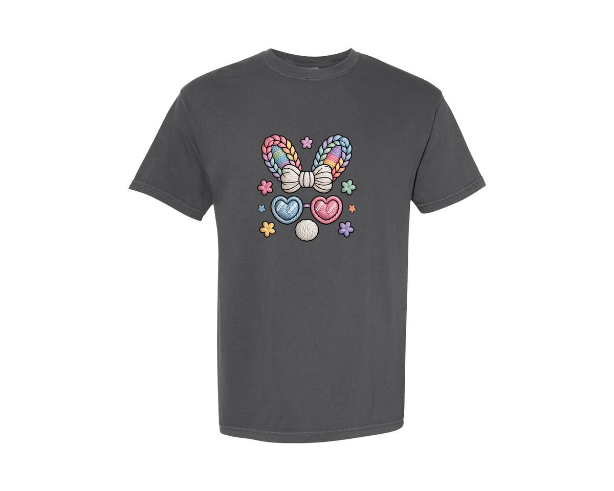 brand:Comfort Colors|color:Pepper|Faux Yarn Bunny Easter Faux Bunny Graphic T-Shirt