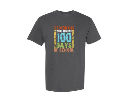 brand:Comfort Colors|color:Pepper|Vintage 100 Days Of School Sweatshirt Graphic T-Shirt