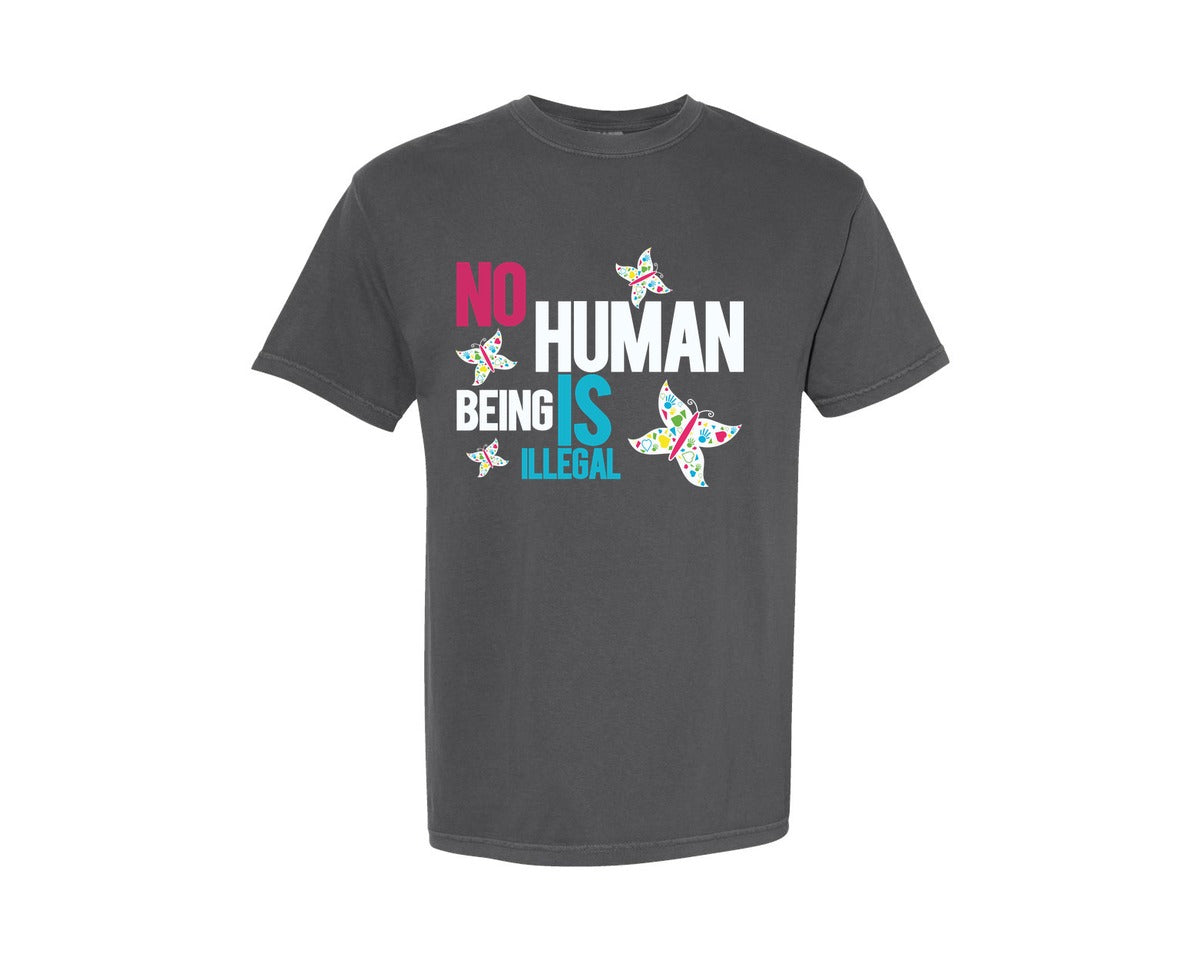 brand:Comfort Colors|color:Pepper|No Human Being Is Illegal T Shirts Graphic T-Shirt