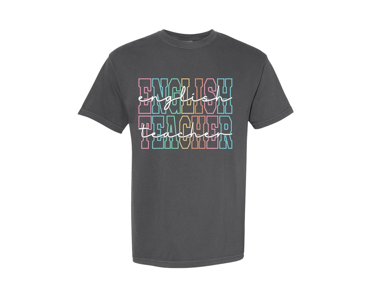 brand:Comfort Colors|color:Pepper|Comfort Colors English Teacher Shirt Graphic T-Shirt