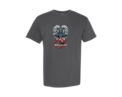 brand:Comfort Colors|color:Pepper|Independence Day Cross Patriotic Graphic T-Shirt
