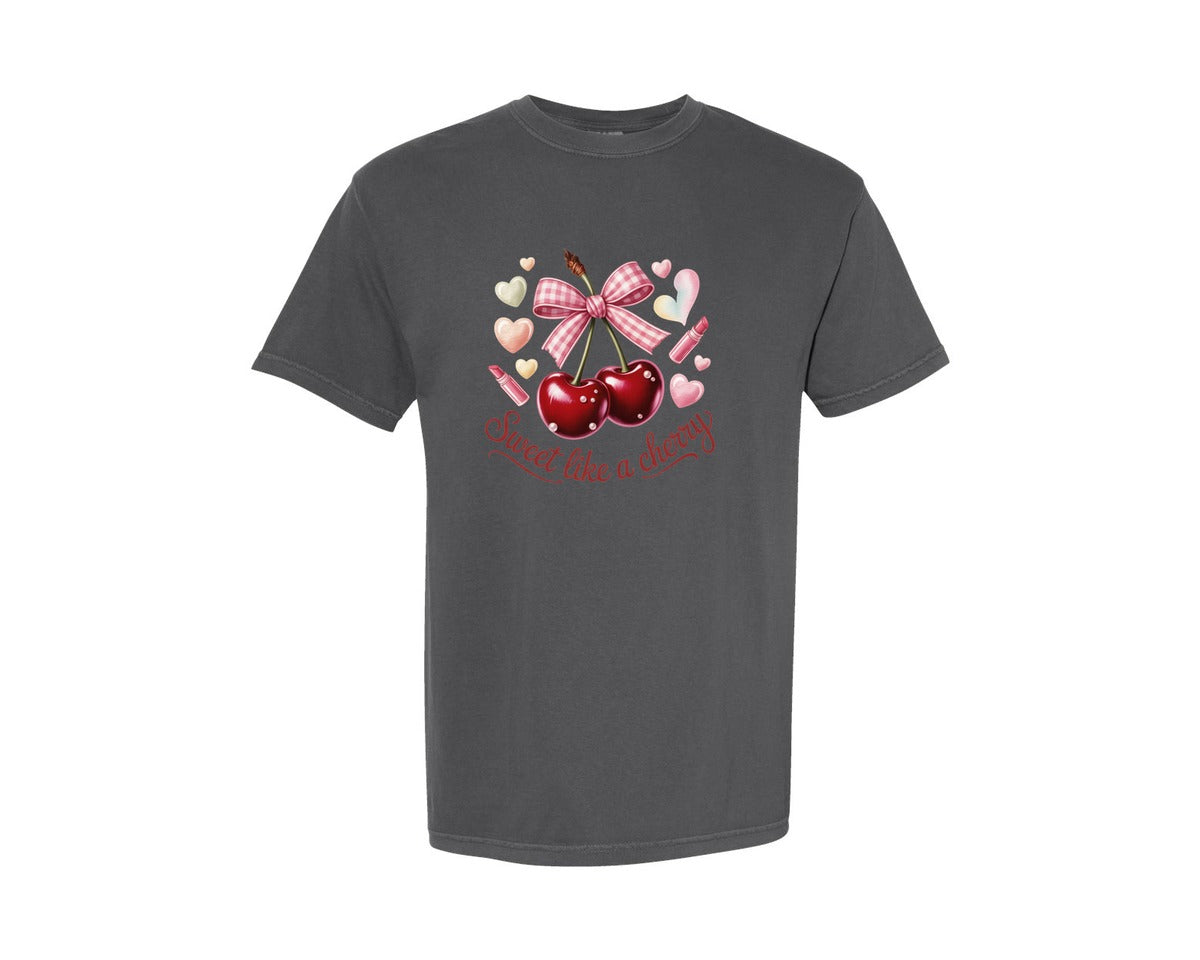 brand:Comfort Colors|color:Pepper|Sweet Like A Cherry Valentin Graphic T-Shirt
