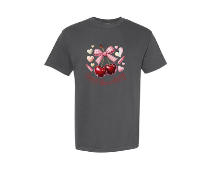 brand:Comfort Colors|color:Pepper|Sweet Like A Cherry Valentin Graphic T-Shirt
