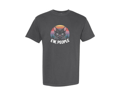 brand:Comfort Colors|color:Pepper|Ew People Black Cat Funny Graphic T-Shirt