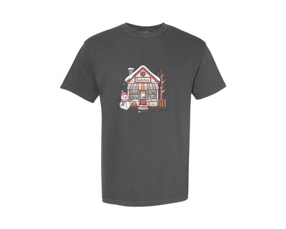 brand:Comfort Colors|color:Pepper|Winter Bookstore Cute Snowy Graphic T-Shirt