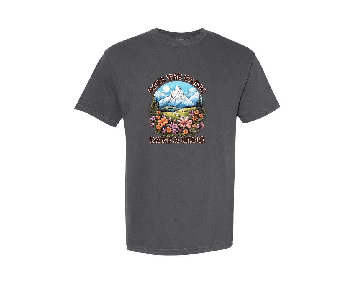brand:Comfort Colors|color:Pepper|Save The Earth And Raise A Hippie Graphic T-Shirt