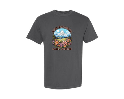 brand:Comfort Colors|color:Pepper|Save The Earth And Raise A Hippie Graphic T-Shirt