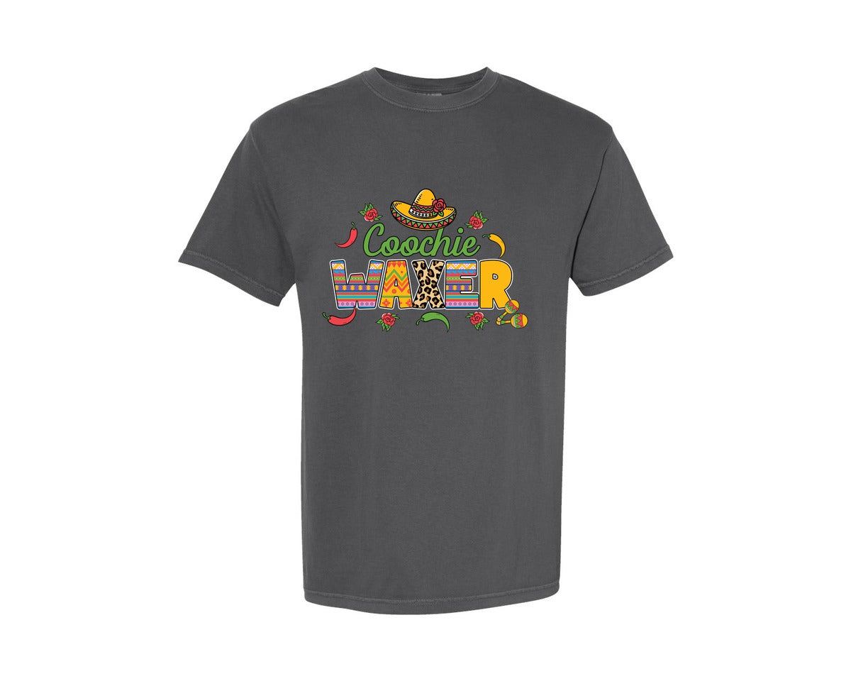 brand:Comfort Colors|color:Pepper|Cinco De Mayo Coochie Waxer Mexico Graphic T-Shirt