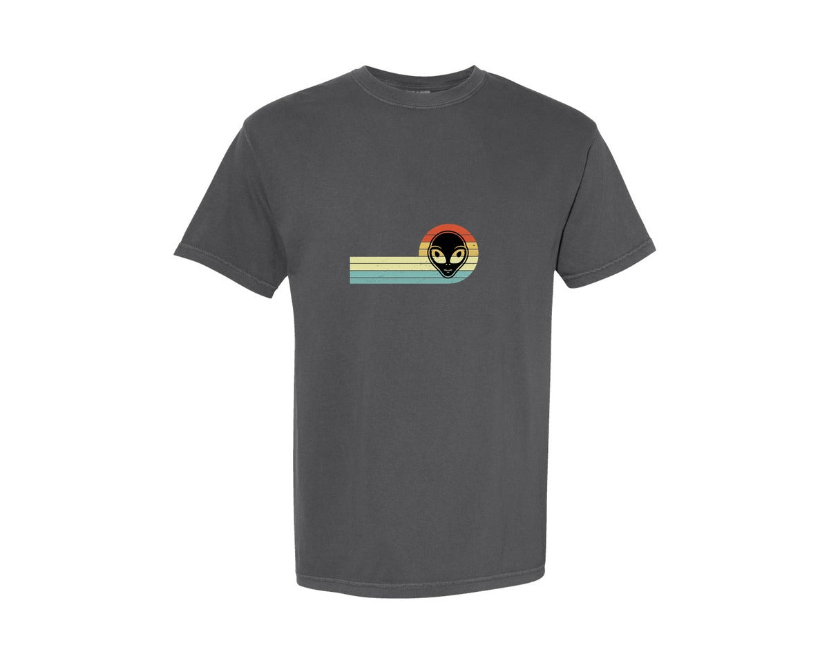 brand:Comfort Colors|color:Pepper|Retro Vintage Alien Face T Shirt Design Graphic T-Shirt