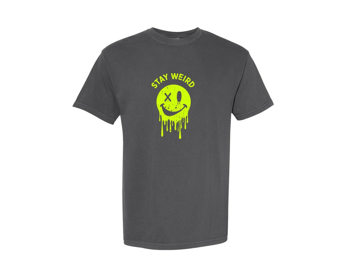 brand:Comfort Colors|color:Pepper|Stay Weird Be Yourself Rebellious Spirit Graphic T-Shirt