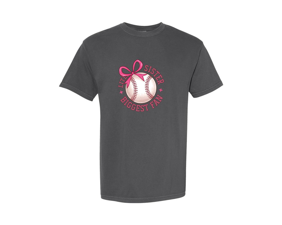 brand:Comfort Colors|color:Pepper|Baseball Sister Little Sister Graphic T-Shirt