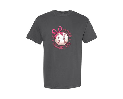 brand:Comfort Colors|color:Pepper|Baseball Sister Little Sister Graphic T-Shirt