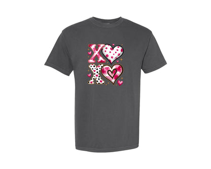 brand:Comfort Colors|color:Pepper|Xoxo Valentine Day Heart Brushstroke 19 Graphic T-Shirt