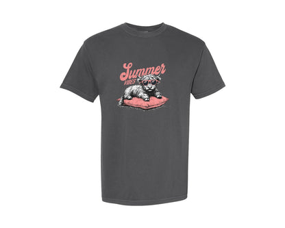 brand:Comfort Colors|color:Pepper|Summer Vibes Highland Cow Shirt Graphic T-Shirt