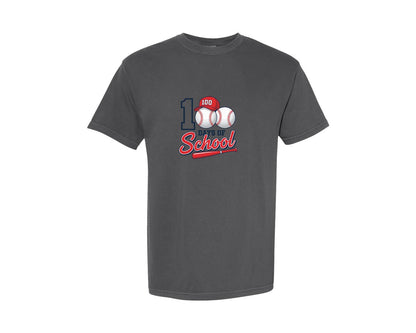 brand:Comfort Colors|color:Pepper|Baseball 100 Days School Design Graphic T-Shirt
