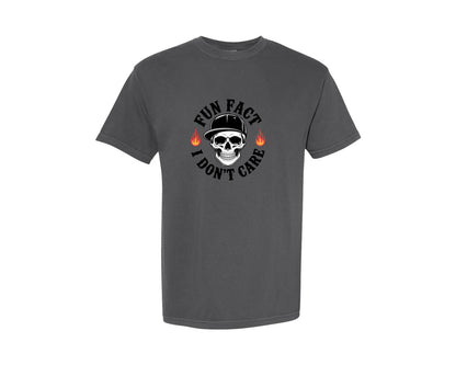 brand:Comfort Colors|color:Pepper|Fun Fact I Dont Care Skeleton Graphic T-Shirt