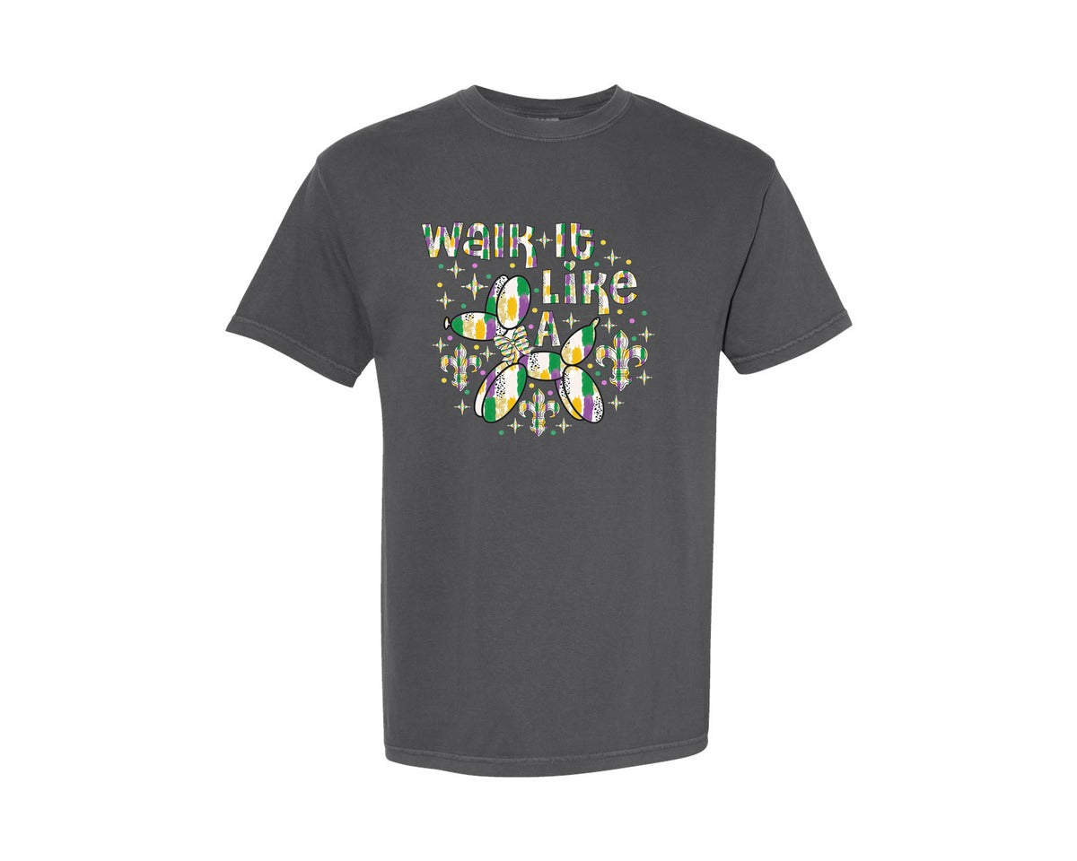 brand:Comfort Colors|color:Pepper|Walk It Like A Dog Mardi Gras Graphic T-Shirt