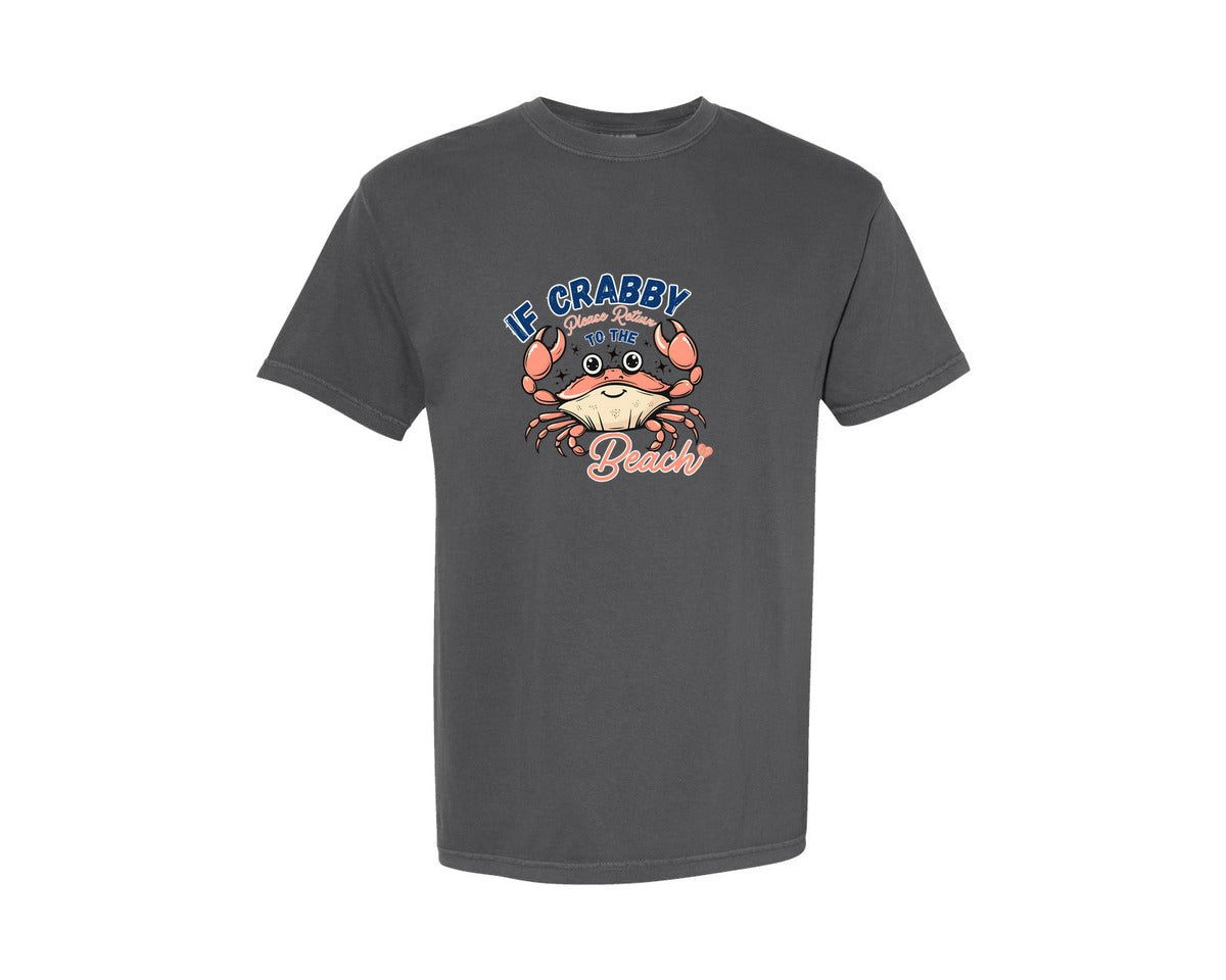 brand:Comfort Colors|color:Pepper|If Crabby Please Return To The Beach 3 Graphic T-Shirt