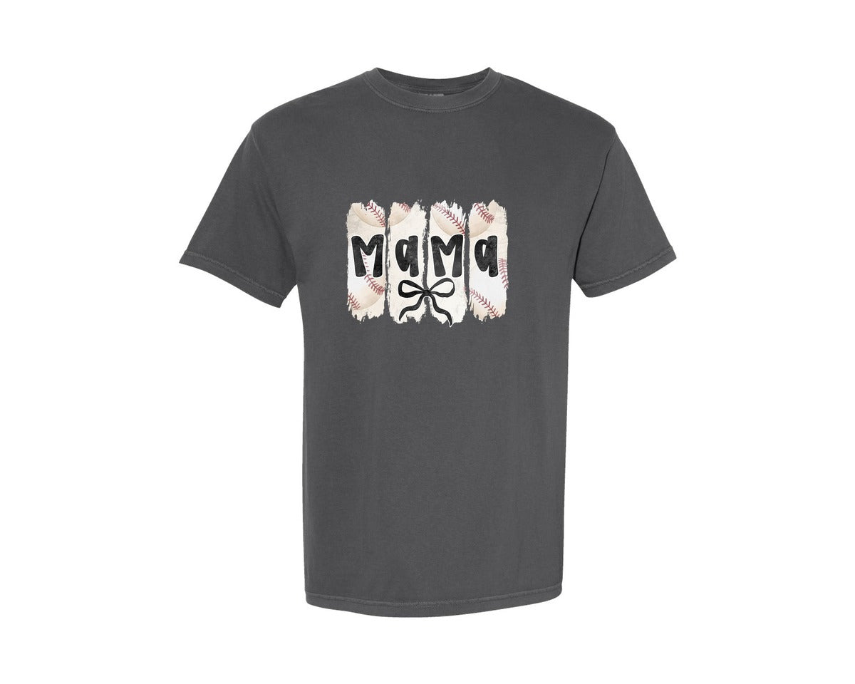 brand:Comfort Colors|color:Pepper|Coquette Baseball Mama 2 Graphic T-Shirt