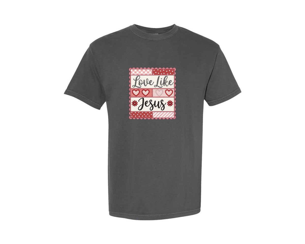 brand:Comfort Colors|color:Pepper|Love Like Jesus Valentine Christian 7 Graphic T-Shirt